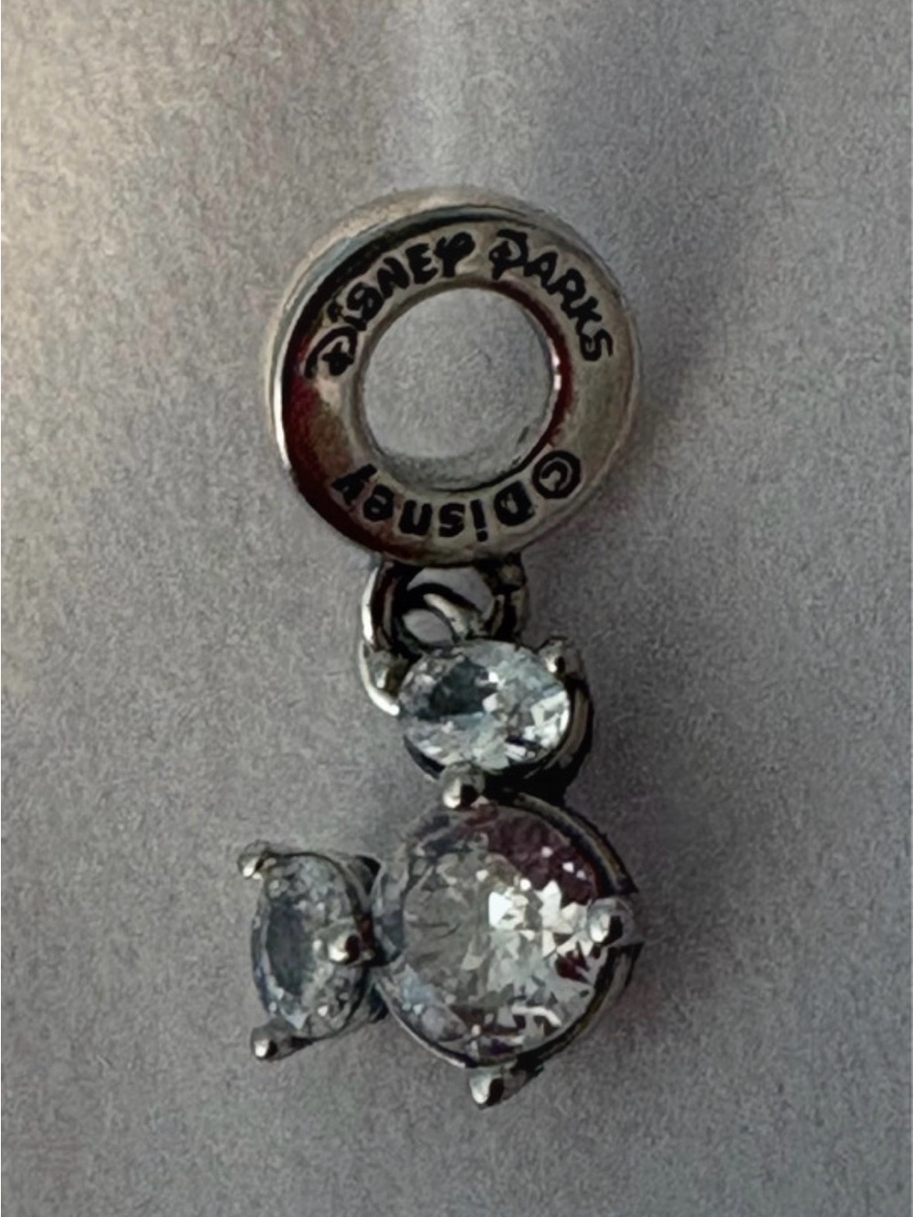 Disney Silver Clear Crystal Mickey Dangle Charm